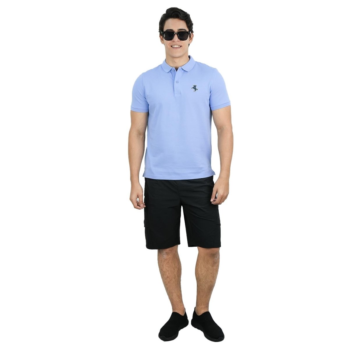 Men's Slim Fit Polo: Cotton Lycra Pique With Small Napoleon Embroidery - Giordano