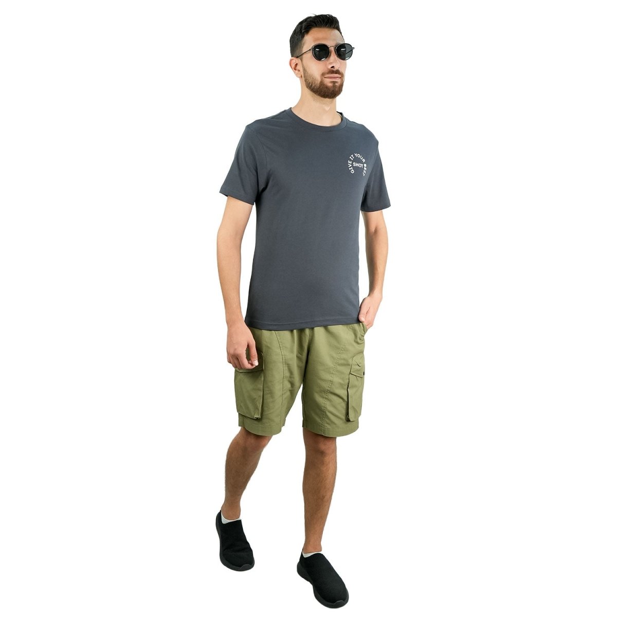 Men's Slim Fit Print Tee - Cotton Jersey, Crew Neck, Short Sleeve - Giordano