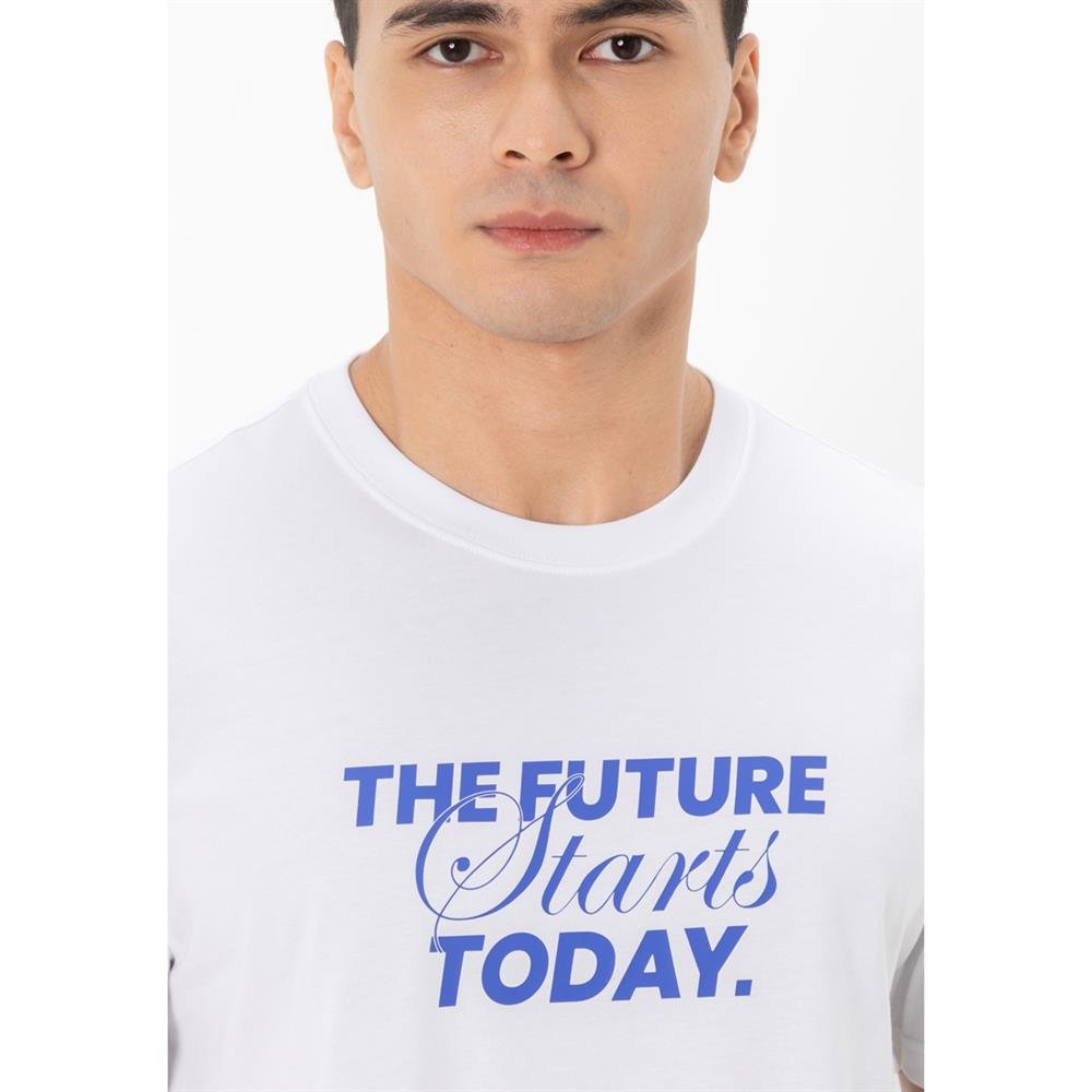 Men's Slim Fit Print Tee - Cotton Jersey, Crew Neck, Short Sleeve - Giordano