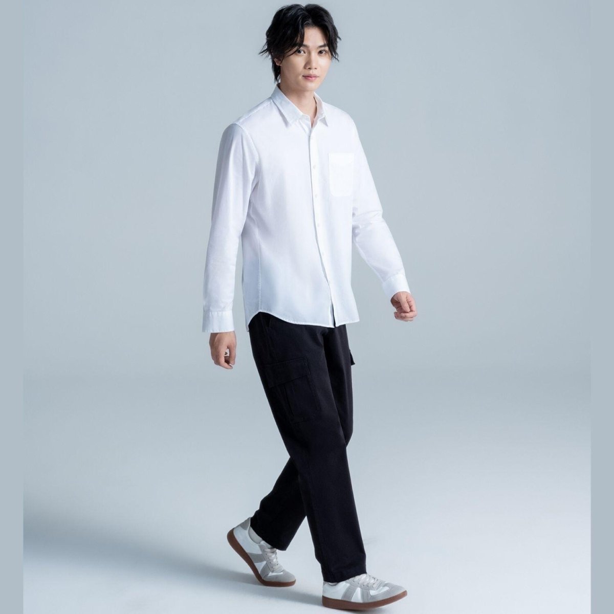 Men's Slim Fit Shirt: 100% Cotton Poplin, Long Sleeve - Giordano