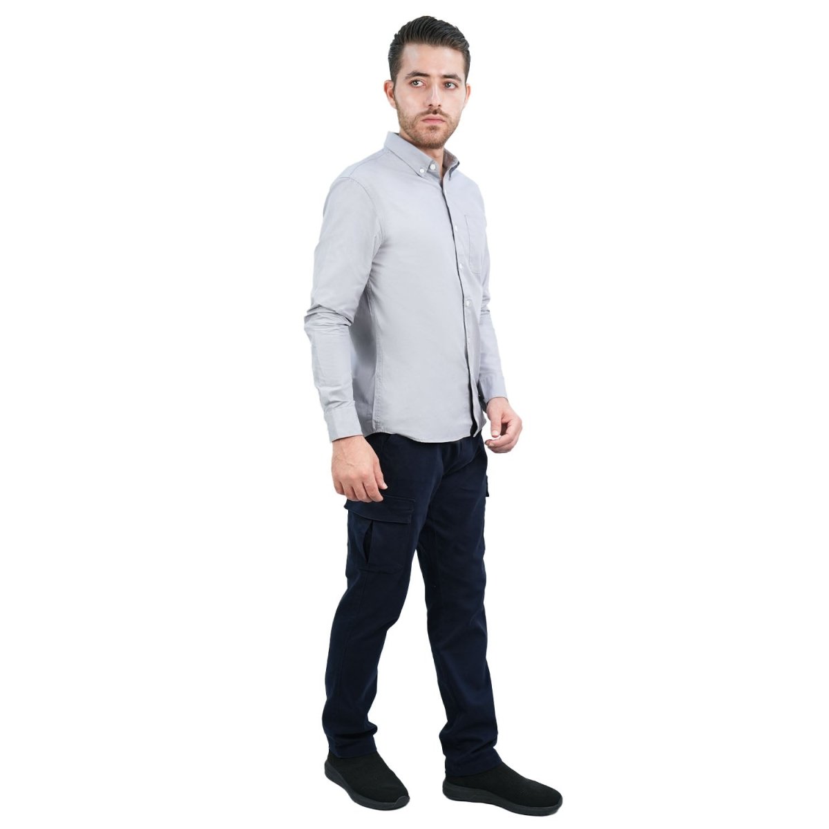 Men's Slim Fit Shirt: 100% Cotton Poplin, Long Sleeve - Giordano