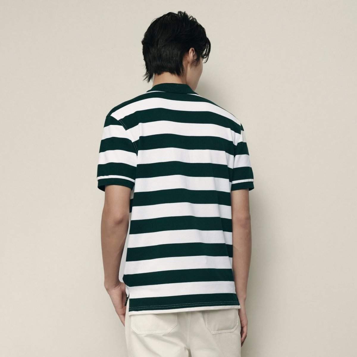 Men’S Slim Fit Striped Cotton Pique Polo Shirt | Korea Collection - Giordano