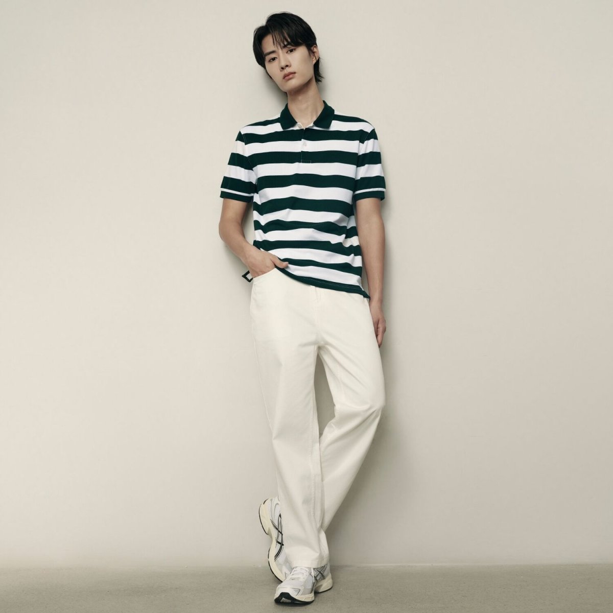 Men’S Slim Fit Striped Cotton Pique Polo Shirt | Korea Collection - Giordano