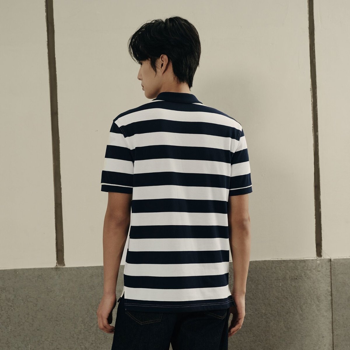 Men’S Slim Fit Striped Cotton Pique Polo Shirt | Korea Collection - Giordano