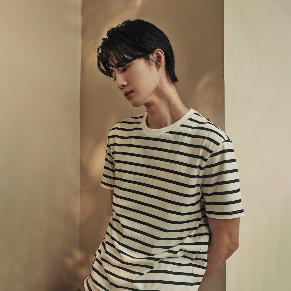 Men’S Slim Fit Striped Crew Neck Tee | Korea Collection - Giordano