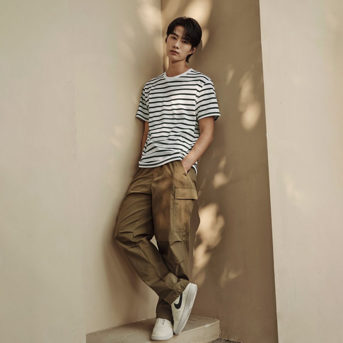 Men’S Slim Fit Striped Crew Neck Tee | Korea Collection - Giordano