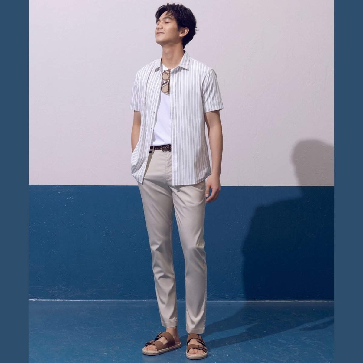 Men's Tapered Khakis - Comfortable Mid - Rise Twill Pants 30 - Shop Giordano