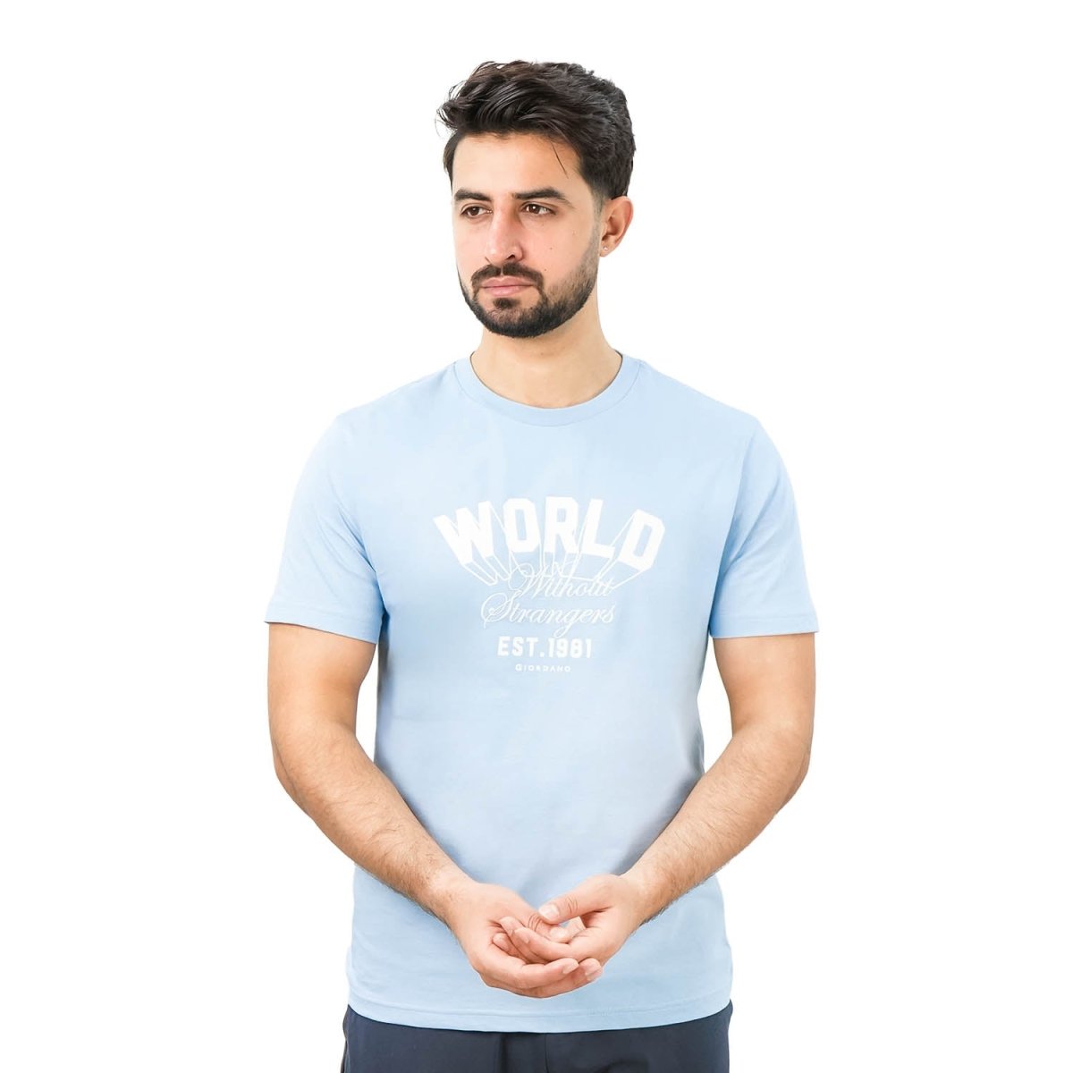 Men's World Without Strangers Print Tee - Slim Fit, Crew Neck, Cotton - Giordano