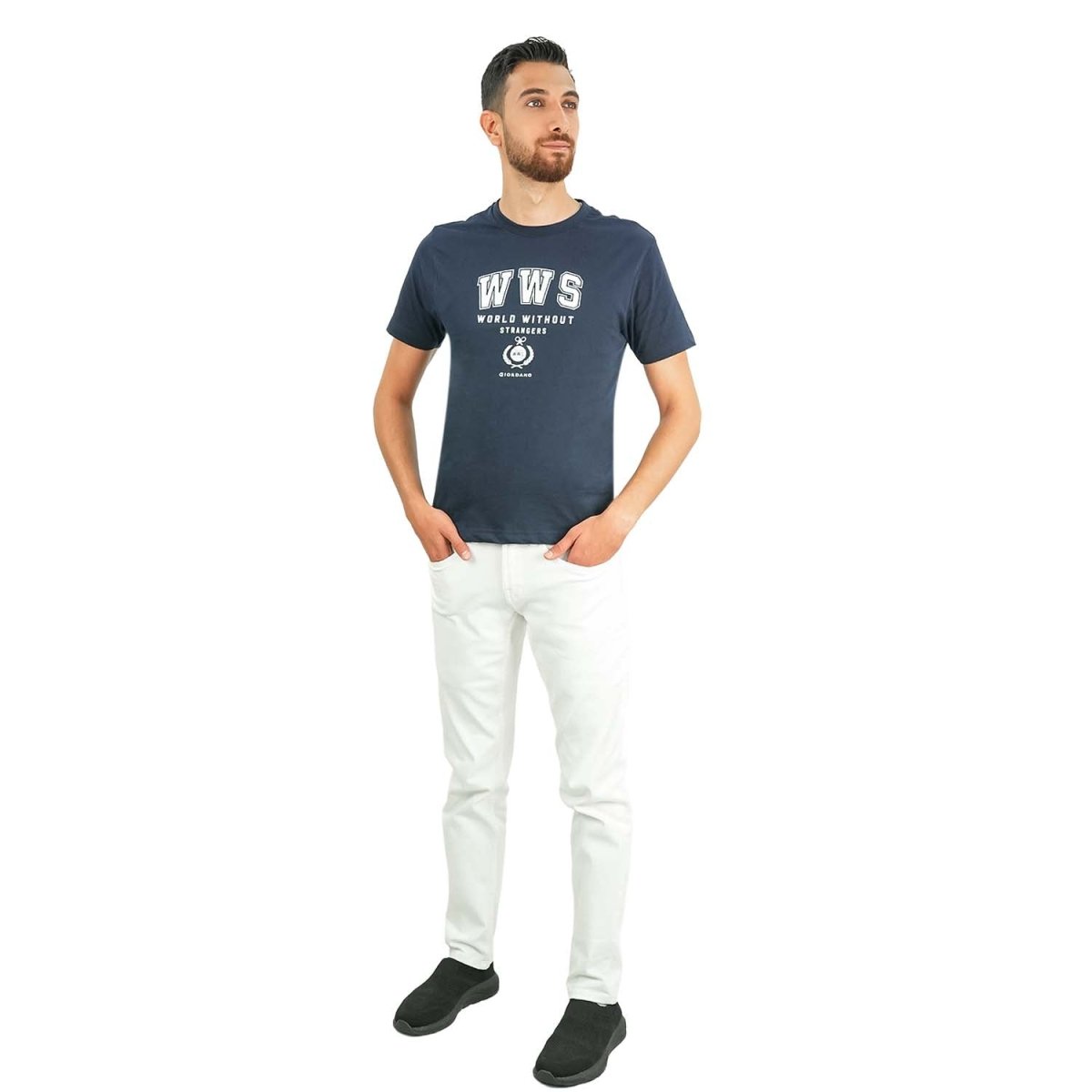 Men's World Without Strangers Print Tee - Slim Fit, Crew Neck, Cotton - Giordano