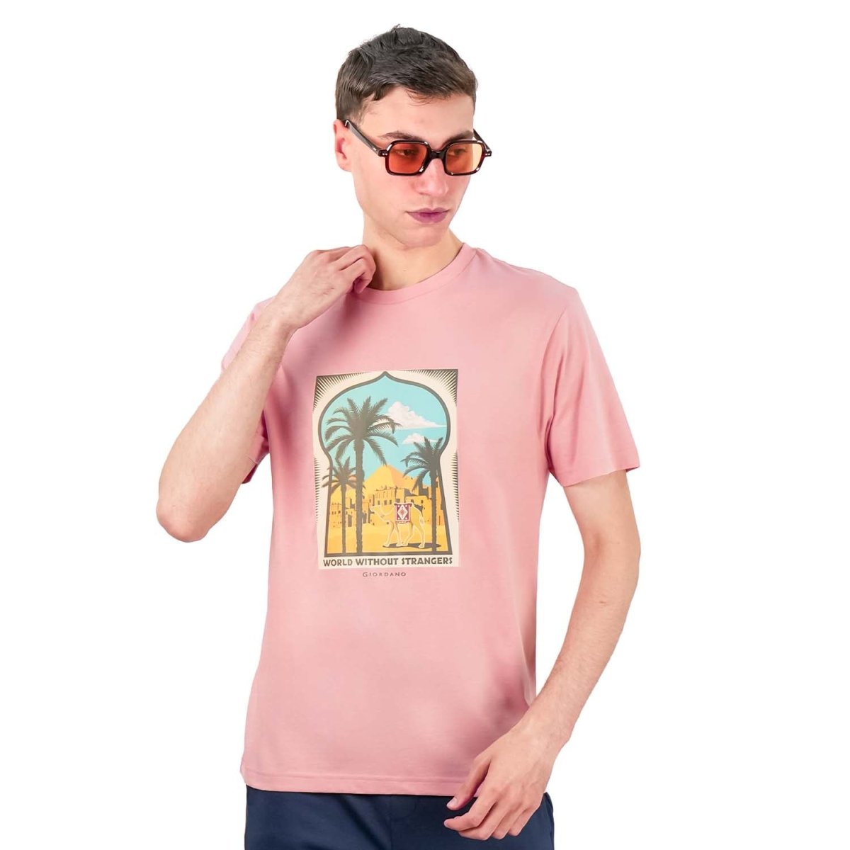 Men's World Without Strangers Print Tee - Slim Fit, Crew Neck, Cotton - Giordano