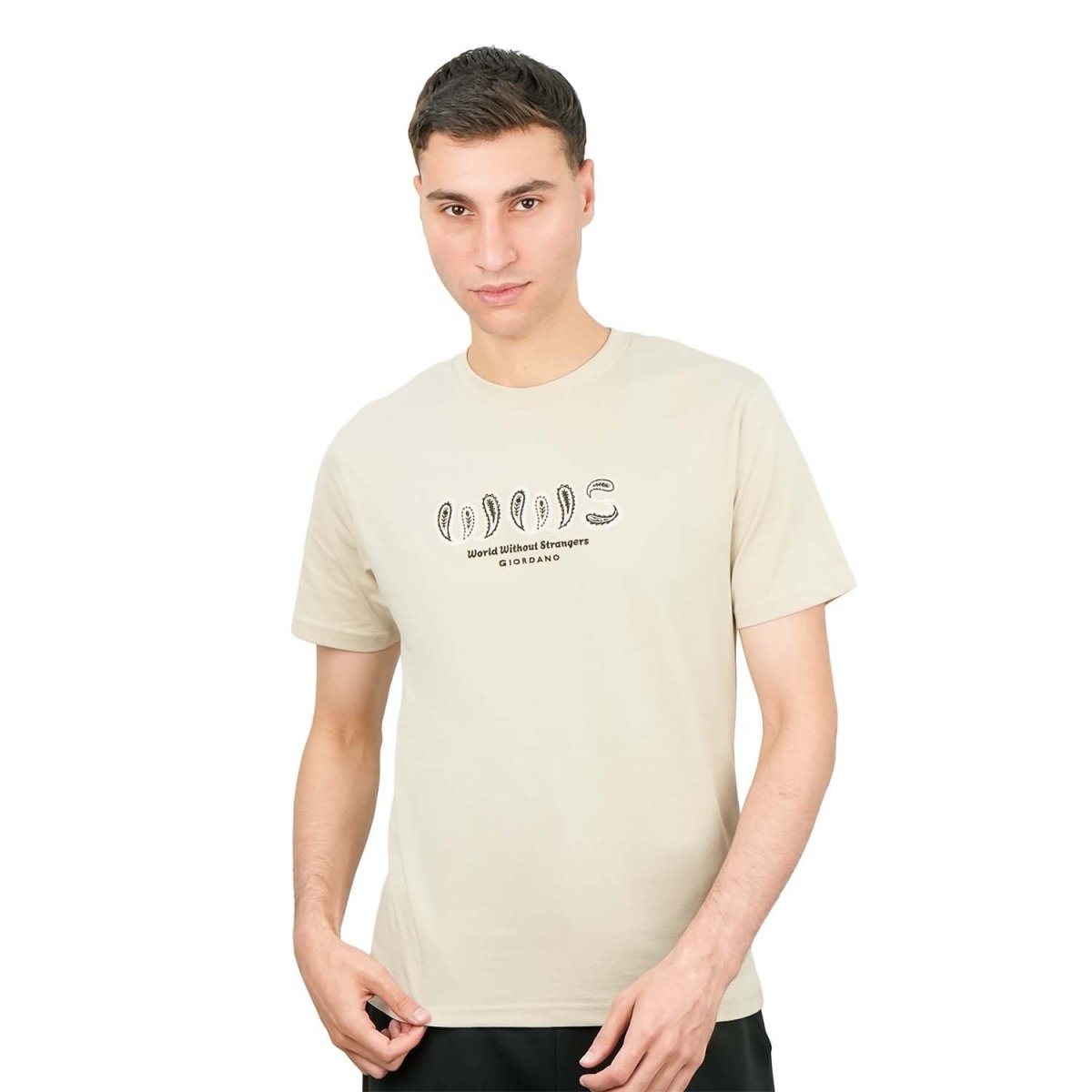 Men's World Without Strangers Print Tee - Slim Fit, Crew Neck, Cotton - Giordano