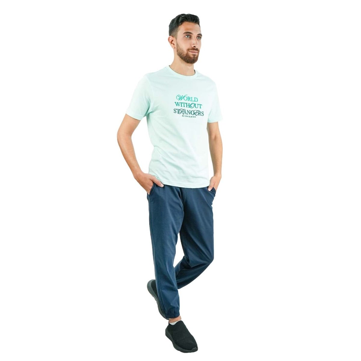 Men's World Without Strangers Print Tee - Slim Fit, Crew Neck, Cotton - Giordano