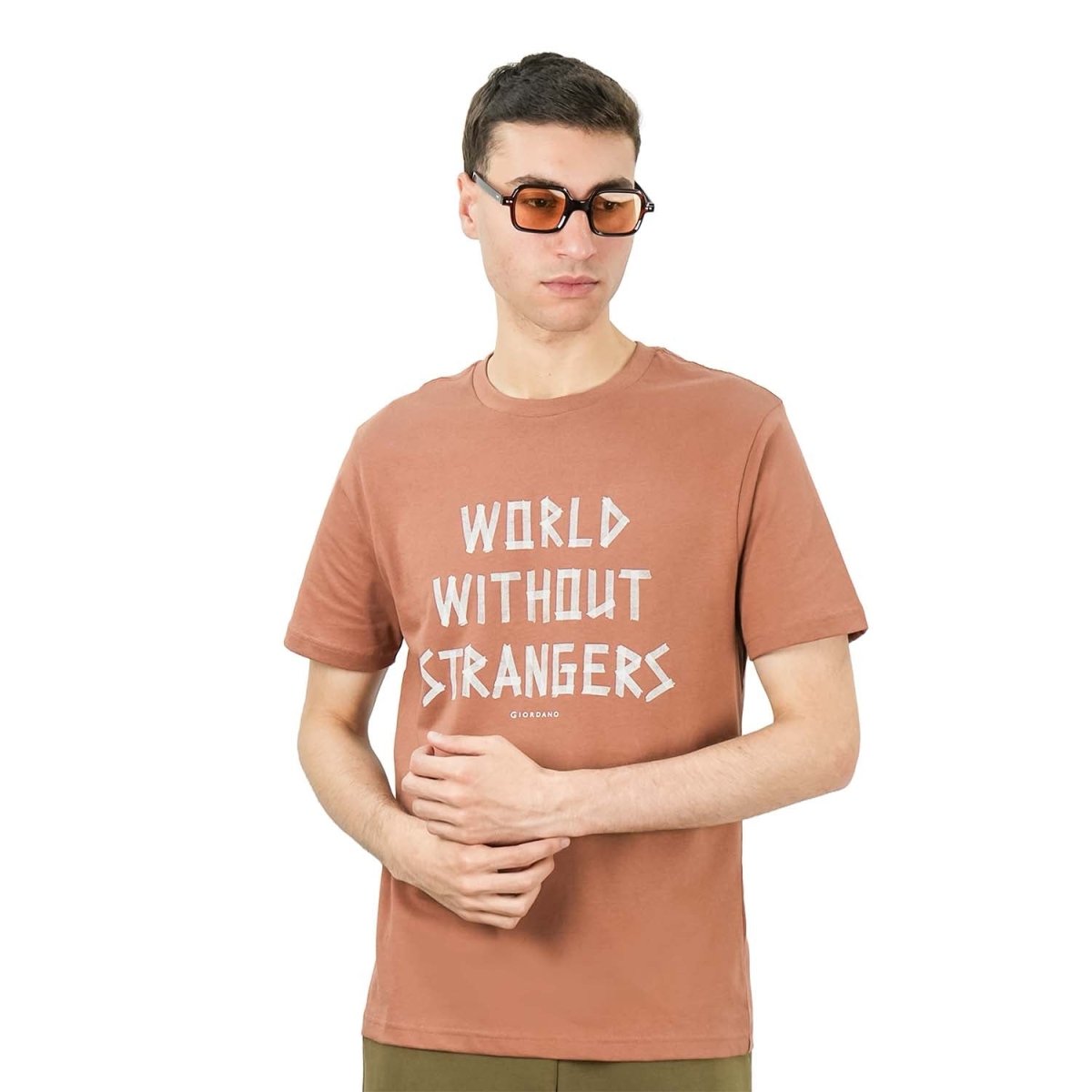 Men's World Without Strangers Print Tee - Slim Fit, Crew Neck, Cotton - Giordano