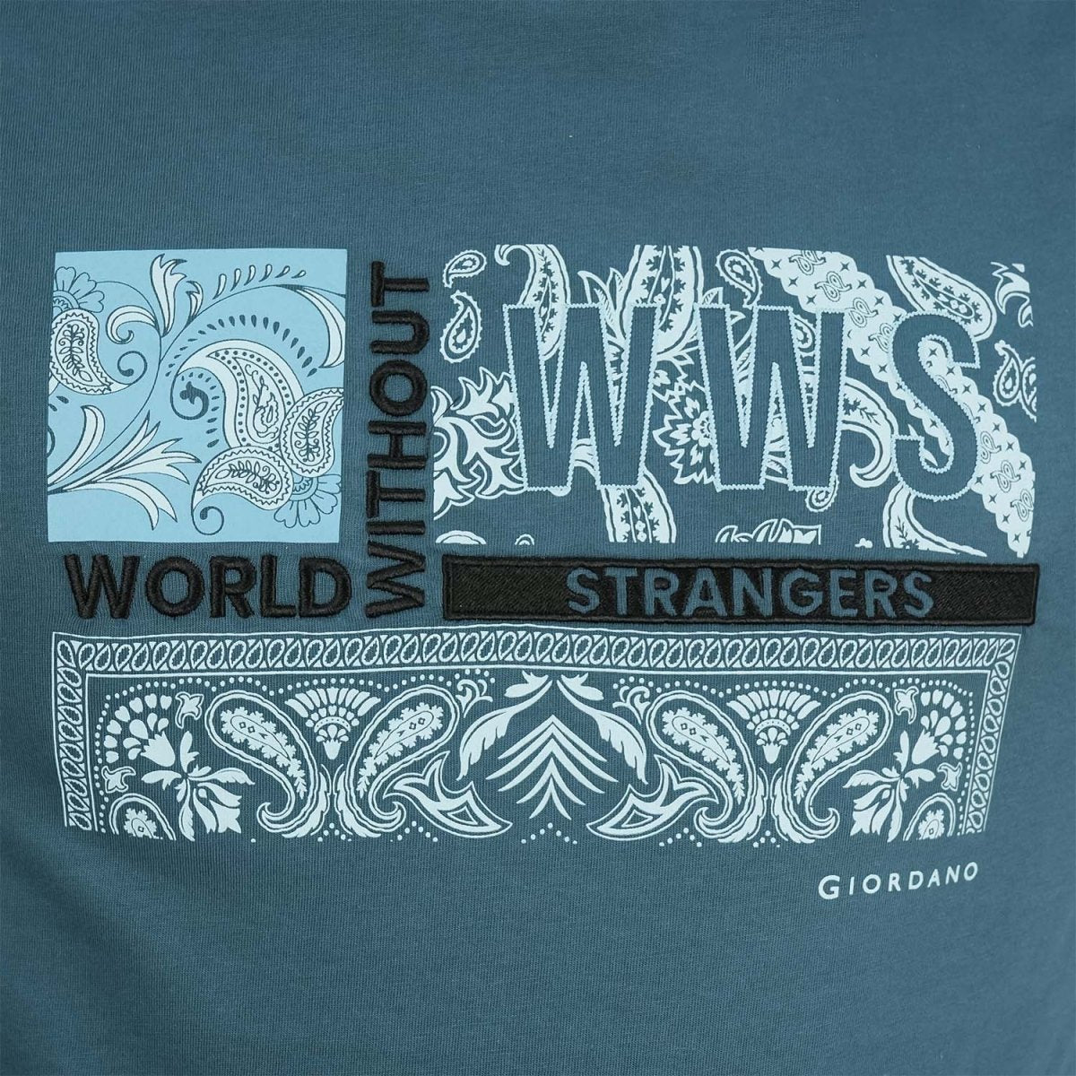 Men's World Without Strangers Print Tee - Slim Fit, Crew Neck, Cotton - Giordano