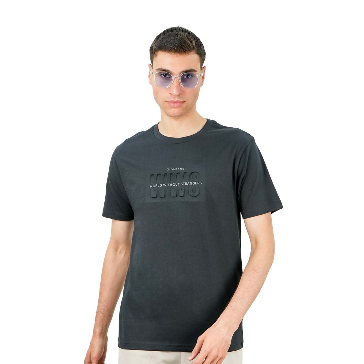 Men's World Without Strangers Print Tee - Slim Fit, Crew Neck, Cotton - Giordano