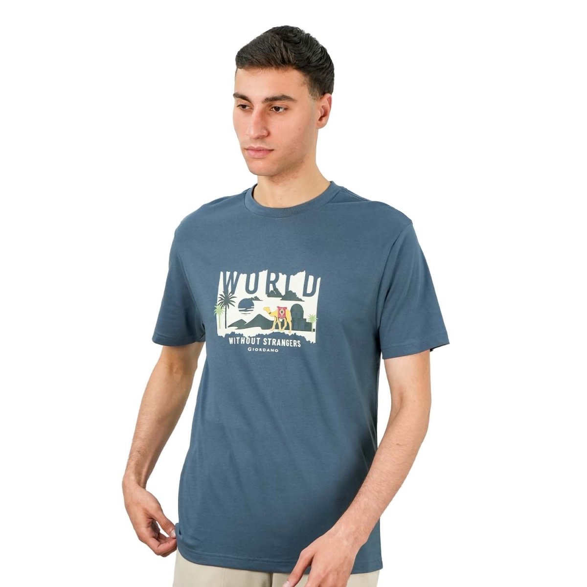 Men's World Without Strangers Print Tee - Slim Fit, Crew Neck, Cotton - Giordano