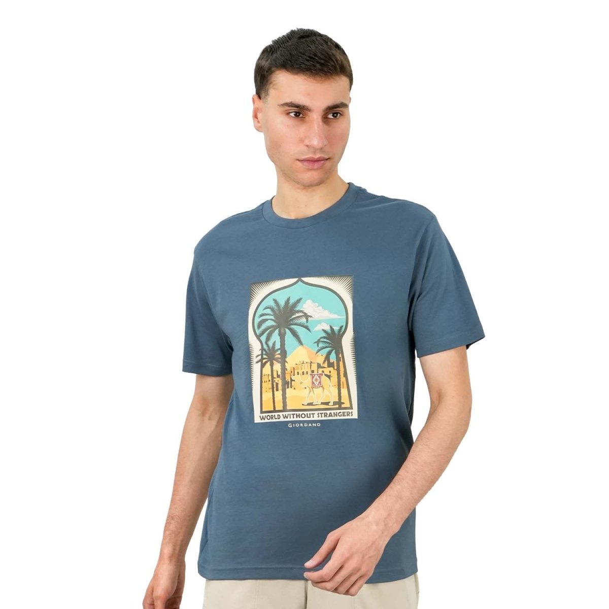 Men's World Without Strangers Print Tee - Slim Fit, Crew Neck, Cotton - Giordano
