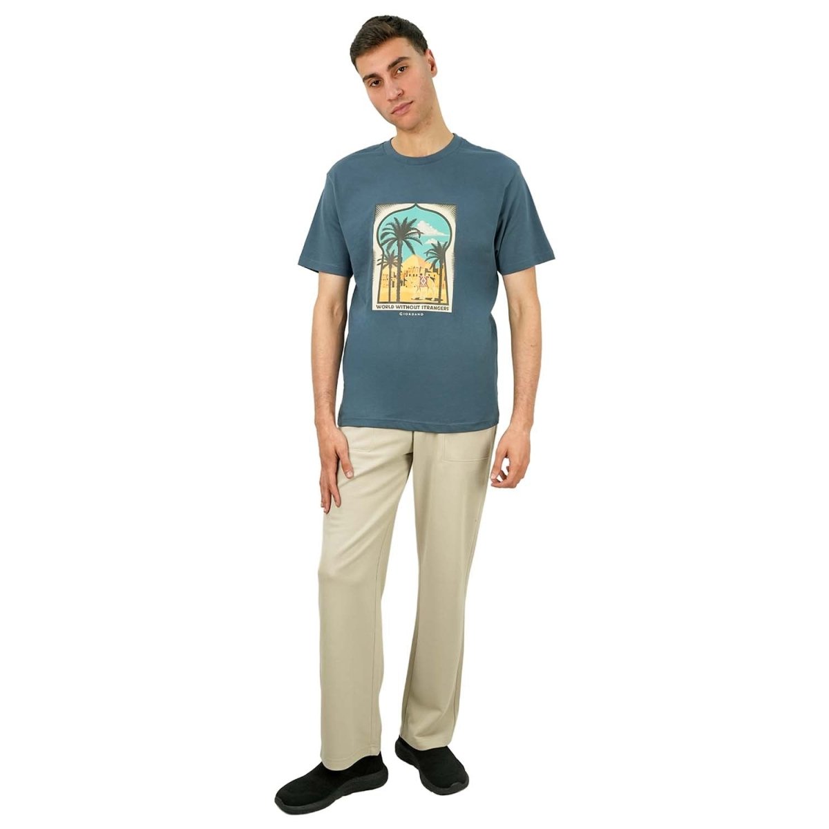 Men's World Without Strangers Print Tee - Slim Fit, Crew Neck, Cotton - Giordano