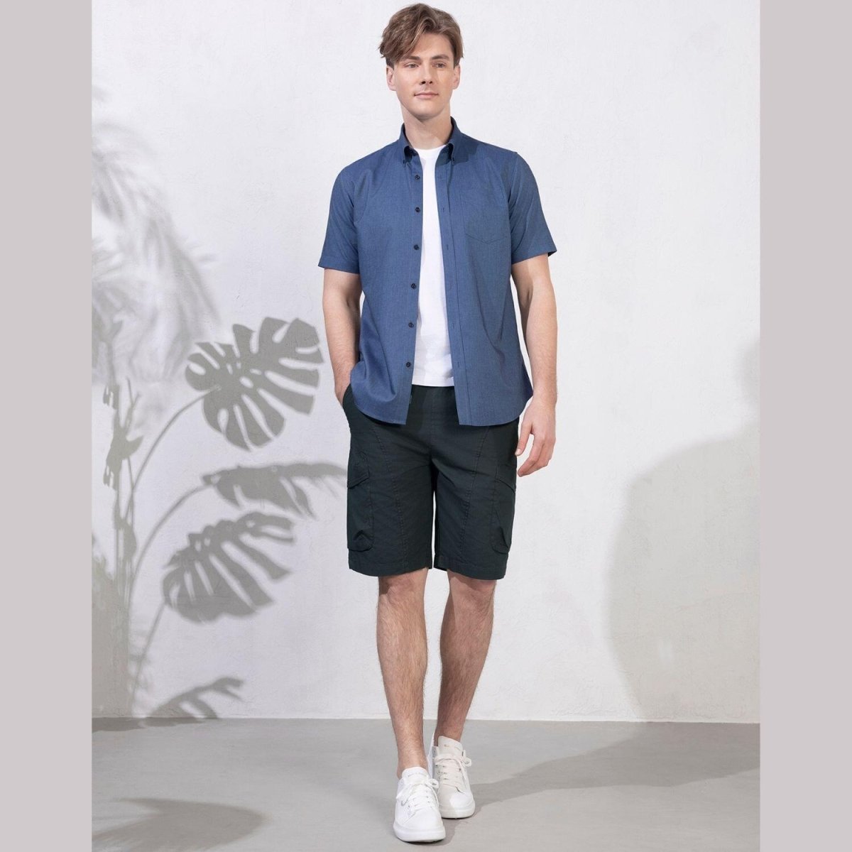 Men's Wrinkle - Free Short Sleeve Cotton Oxford Shirt - Giordano