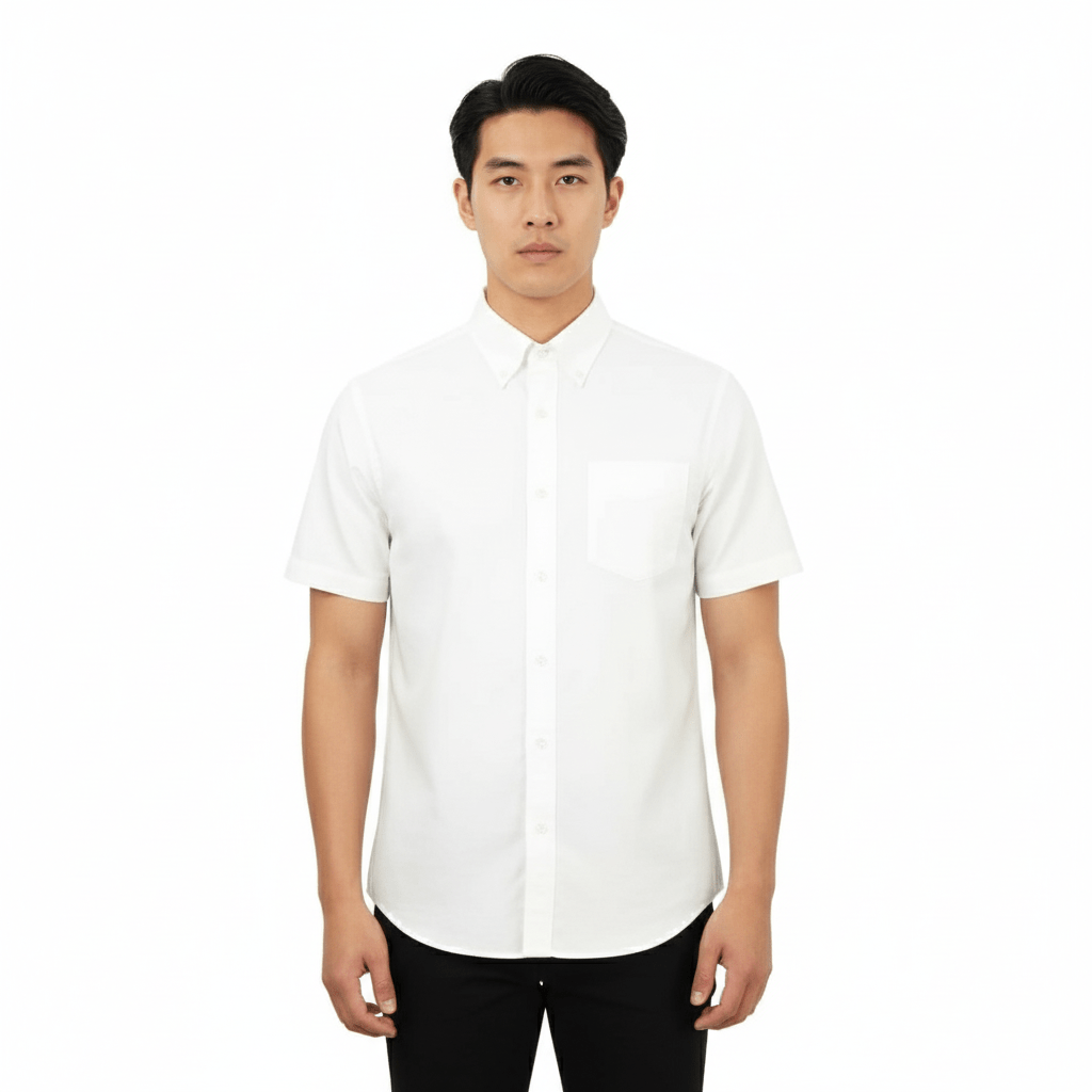Giordano Men's Wrinkle-Free Short Sleeve Cotton Oxford Shirt Giordano Men's Wrinkle-Free Short Sleeve Cotton Oxford Shirt