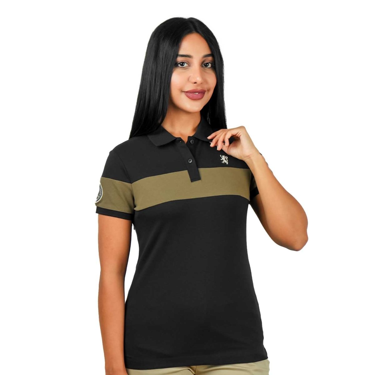 Women's Bold Embroidery Cotton Pique Polo - Slim Fit, Short Sleeve - Giordano