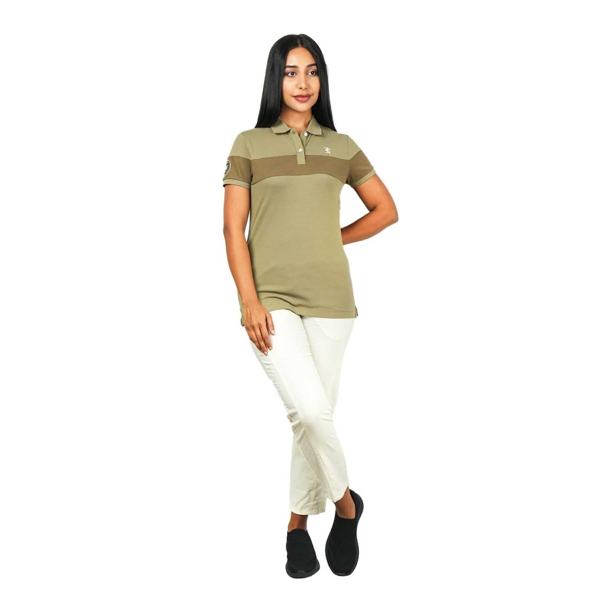 Women's Bold Embroidery Cotton Pique Polo - Slim Fit, Short Sleeve - Giordano
