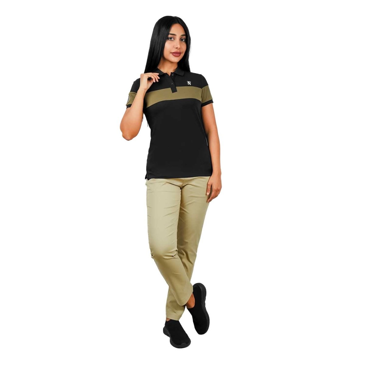 Women's Bold Embroidery Cotton Pique Polo - Slim Fit, Short Sleeve - Giordano