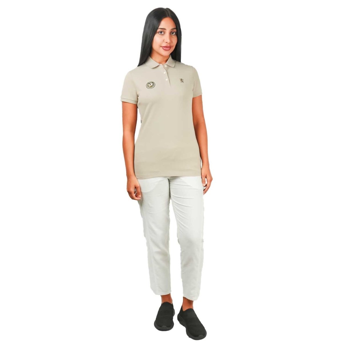 Women's Bold Embroidery Cotton Pique Polo - Slim Fit, Short Sleeve - Giordano