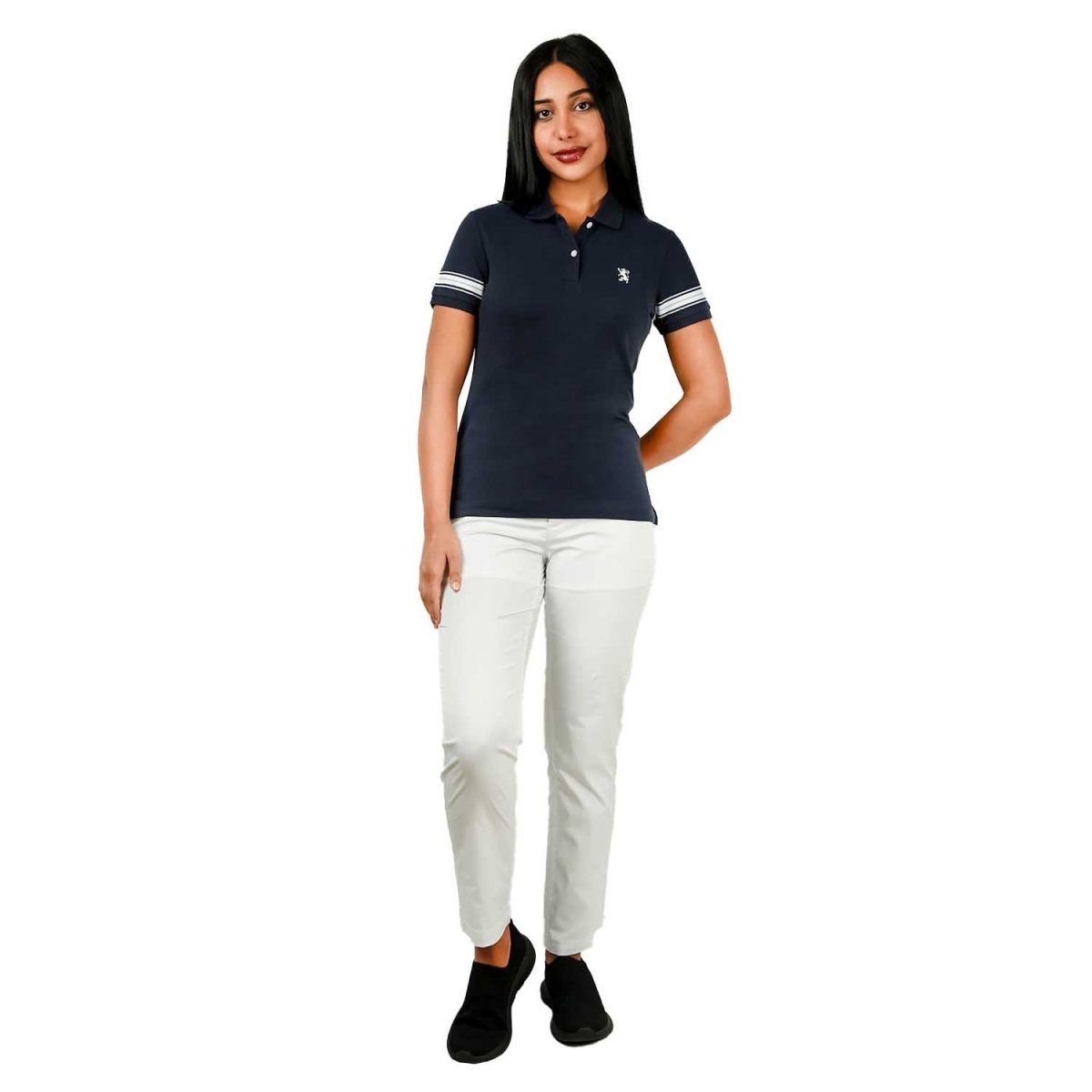 Women's Bold Embroidery Cotton Pique Polo - Slim Fit, Short Sleeve - Giordano