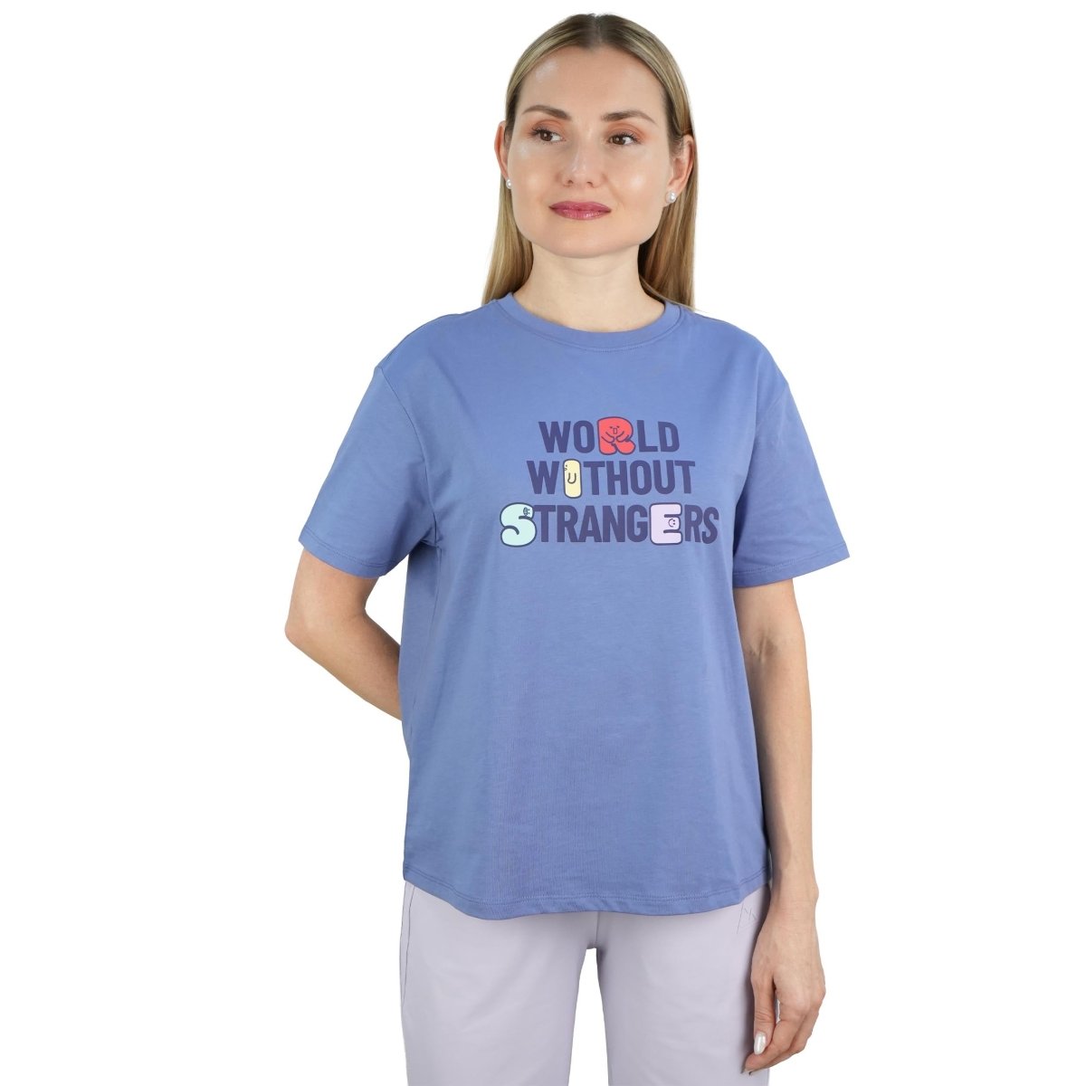 Women's Boyfriend Fit Cotton Jersey Crew Neck Wws Print Tee - Giordano