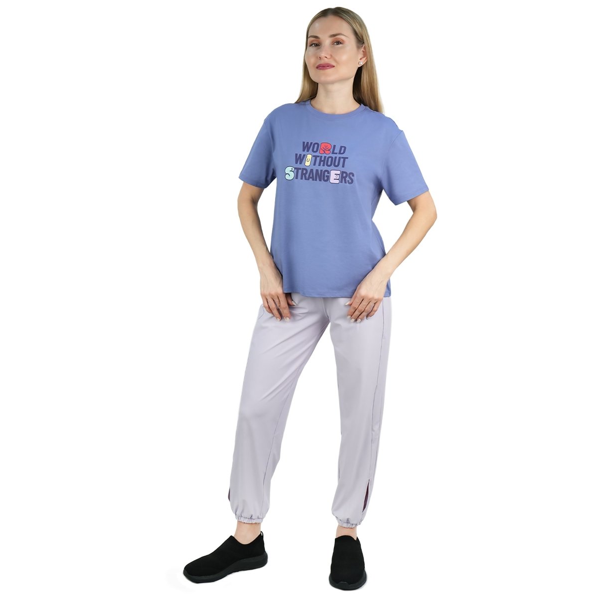 Women's Boyfriend Fit Cotton Jersey Crew Neck Wws Print Tee - Giordano