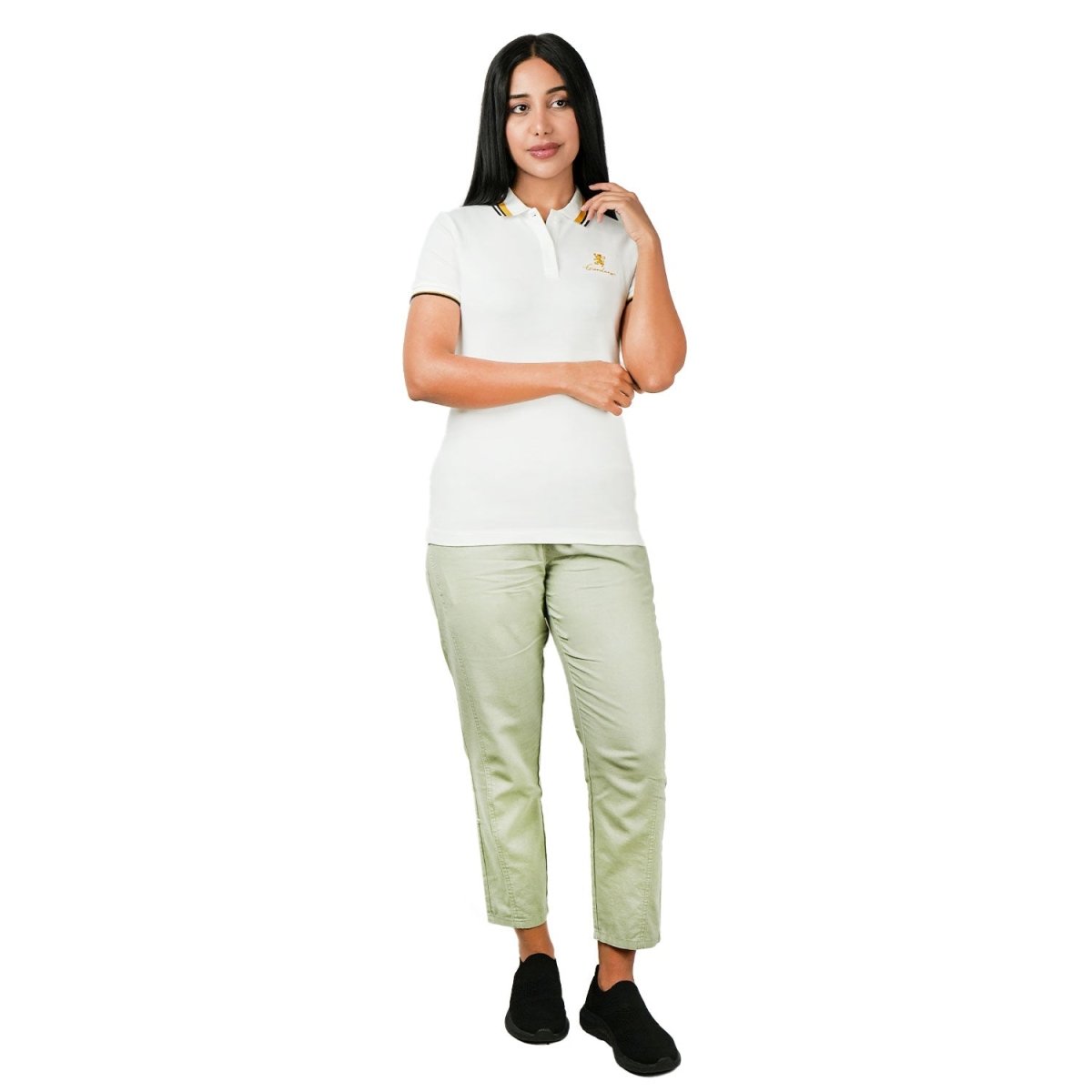Women's Classic Cotton Pique Polo - Slim Fit, Embroidered Detail - Giordano