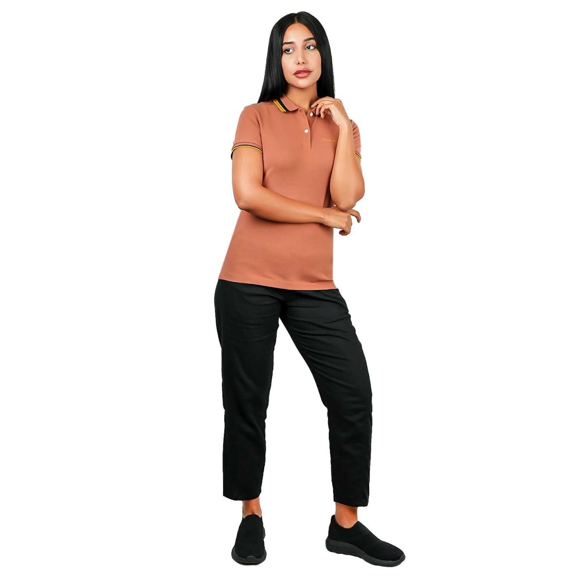 Women's Classic Cotton Pique Polo - Slim Fit, Embroidered Detail - Giordano