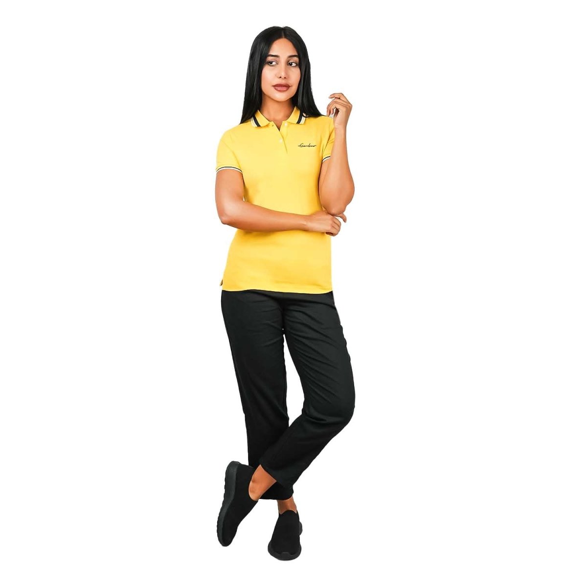 Women's Classic Cotton Pique Polo - Slim Fit, Embroidered Detail - Giordano
