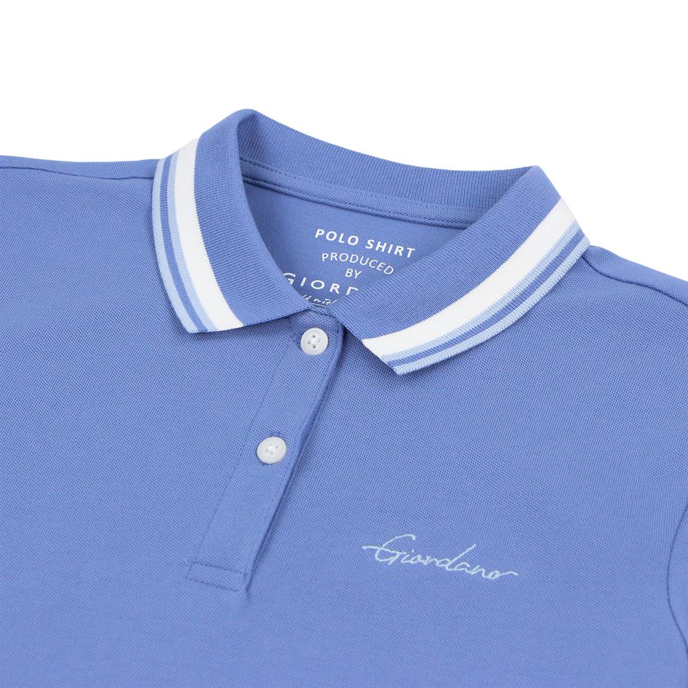 Women's Classic Cotton Pique Polo - Slim Fit, Embroidered Detail - Giordano