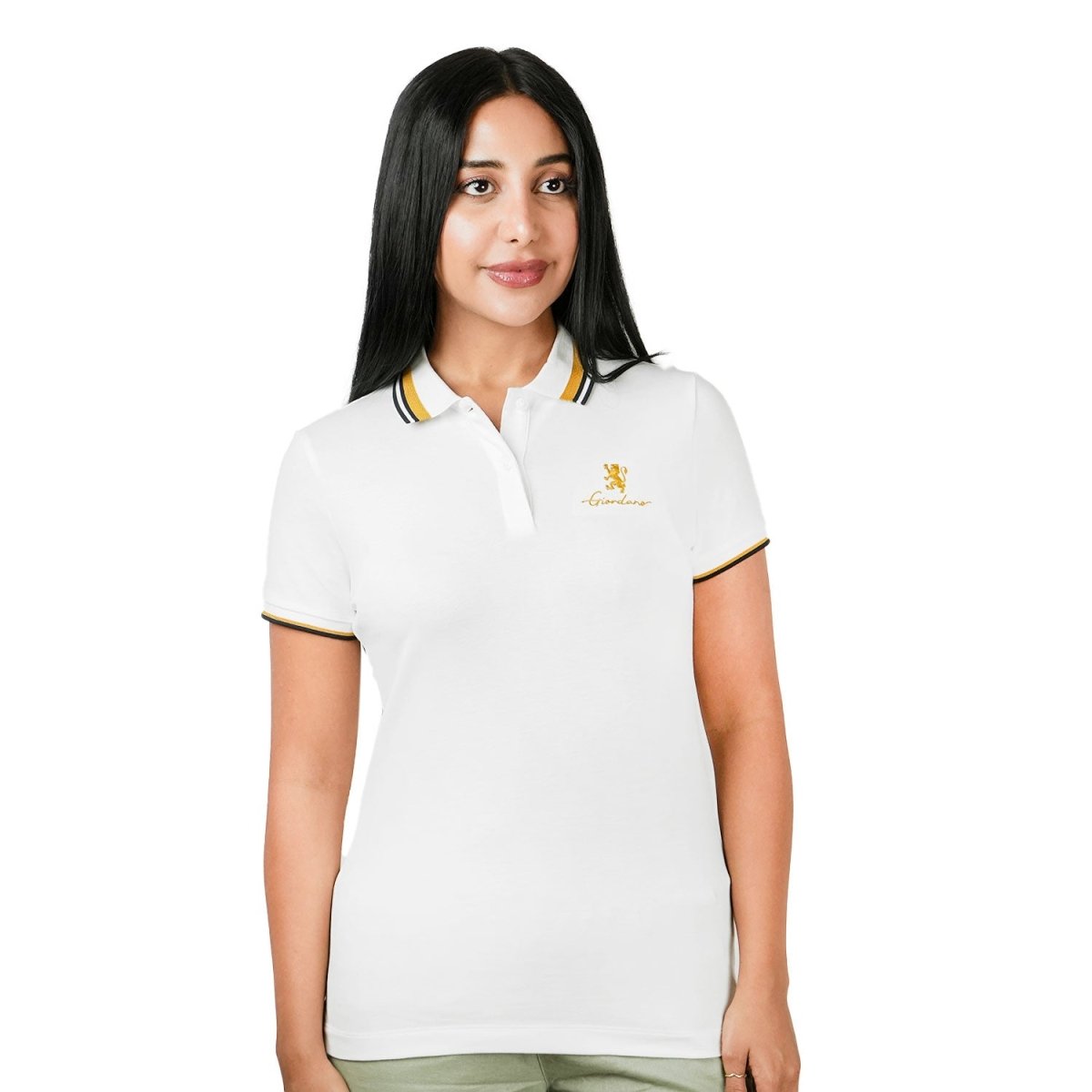 Women's Classic Cotton Pique Polo - Slim Fit, Embroidered Detail - Giordano