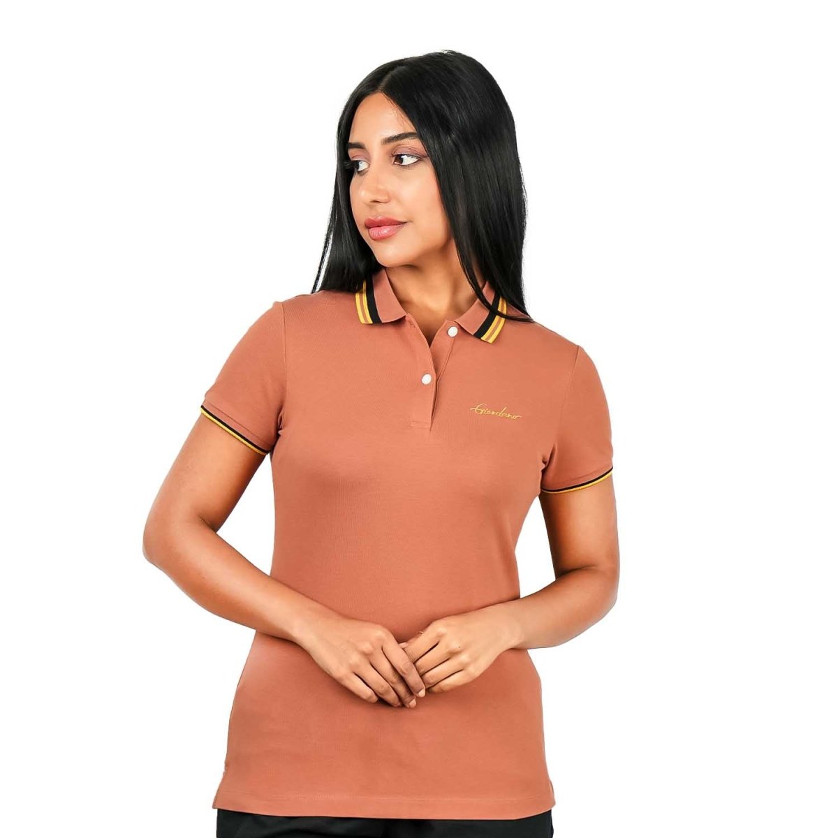 Women's Classic Cotton Pique Polo - Slim Fit, Embroidered Detail - Giordano