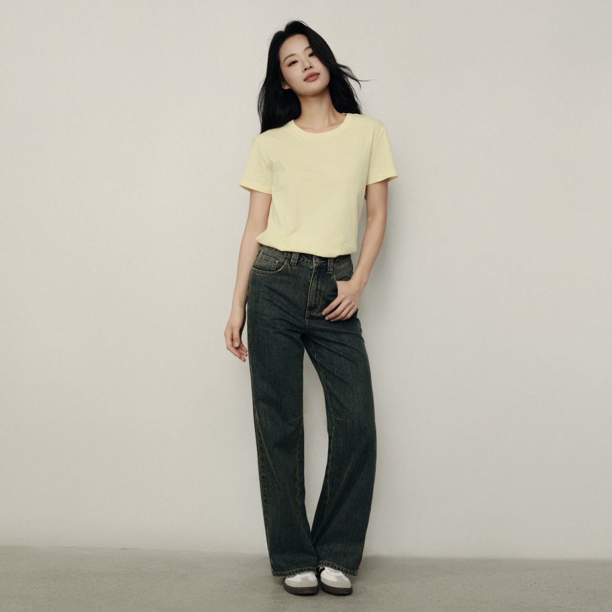 Women's Cotton Jersey Loose Fit Crew Neck Tee | Korea Collection - Giordano
