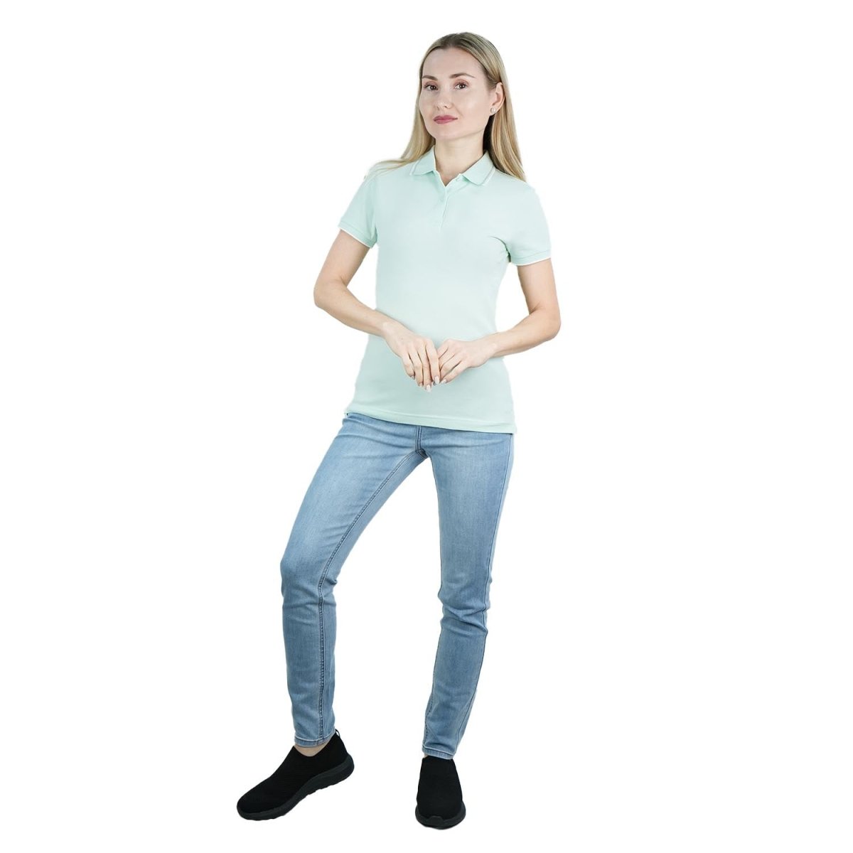 Women's Cotton Lycra Slim Fit Solid Polo - Giordano