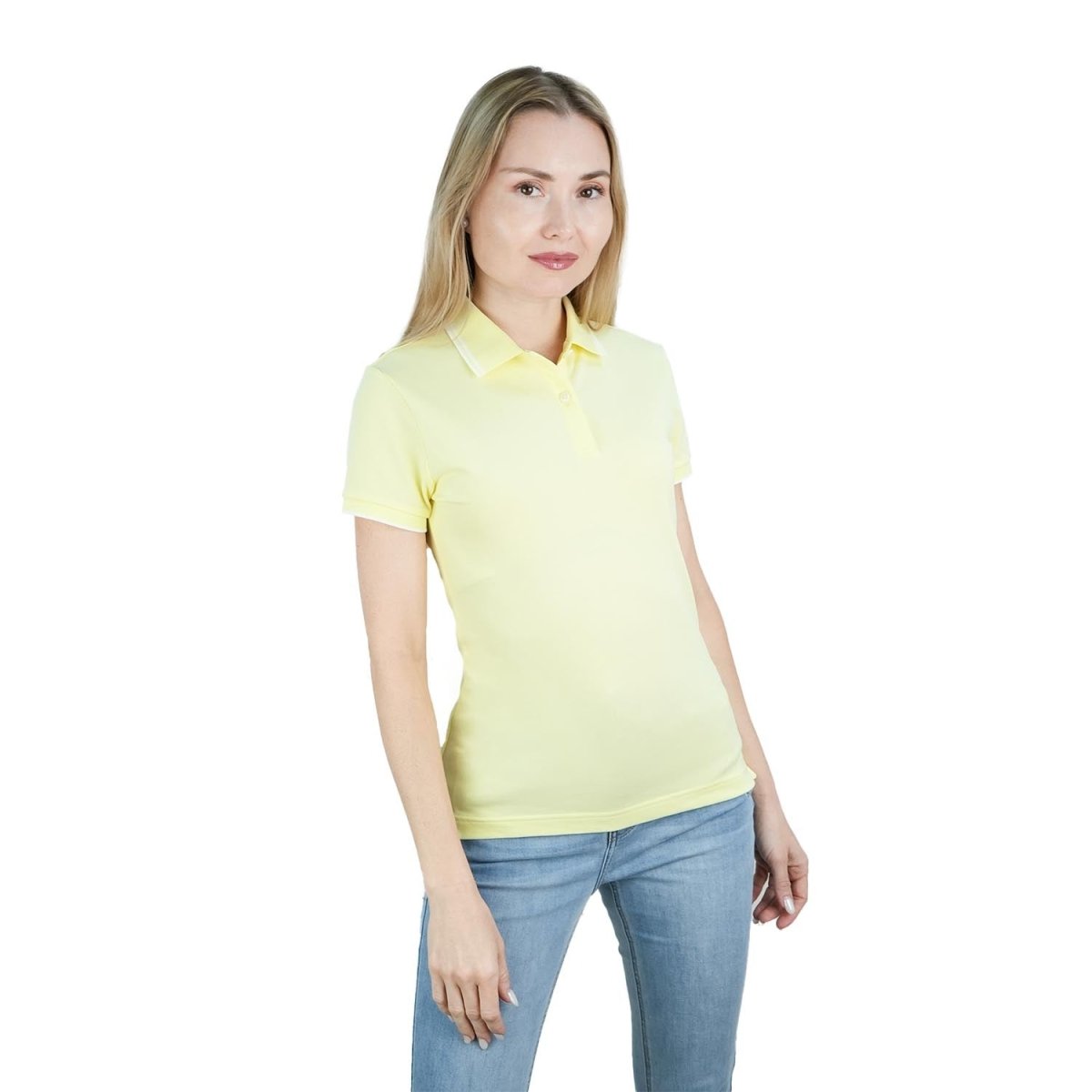 Women's Cotton Lycra Slim Fit Solid Polo - Giordano