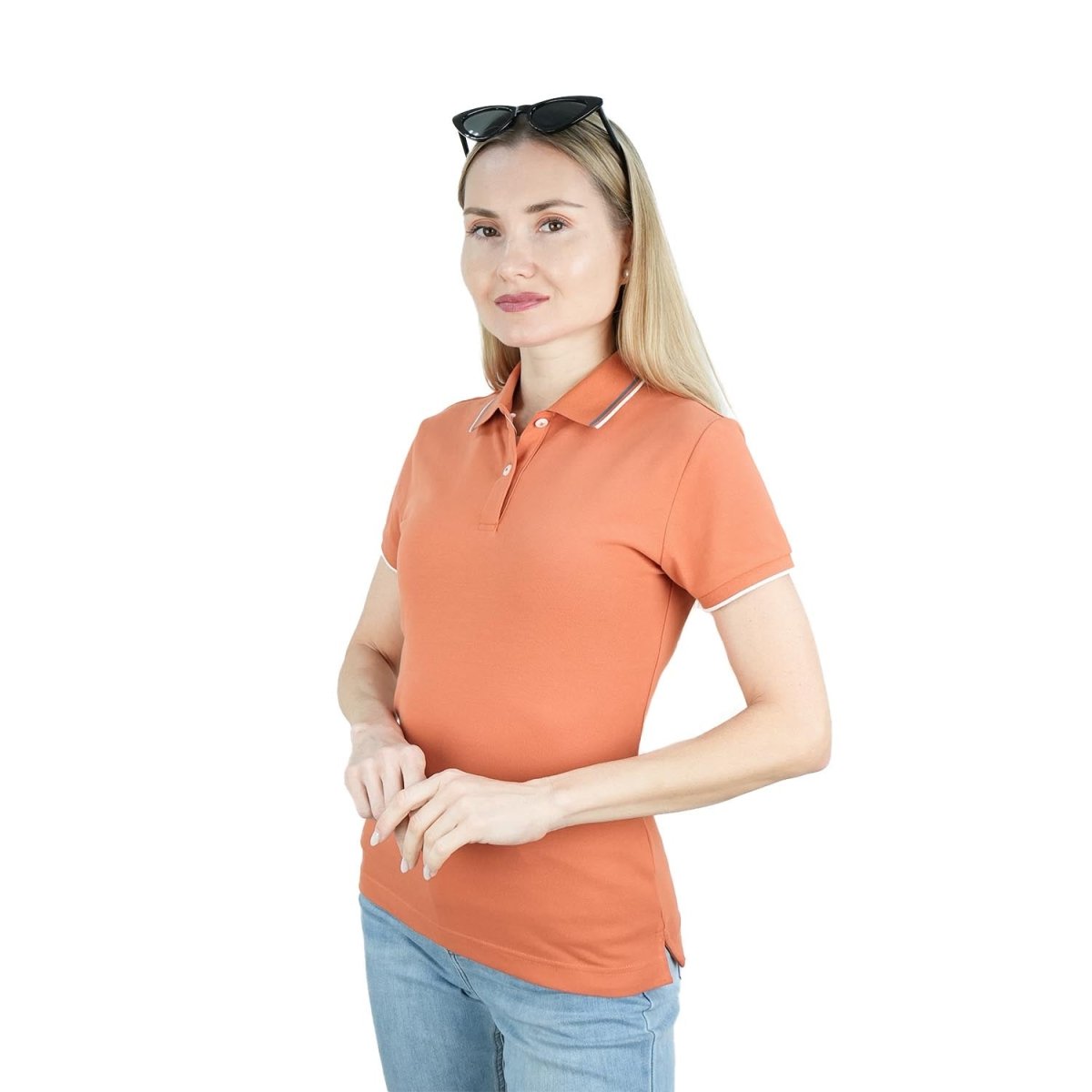 Women's Cotton Lycra Slim Fit Solid Polo - Giordano