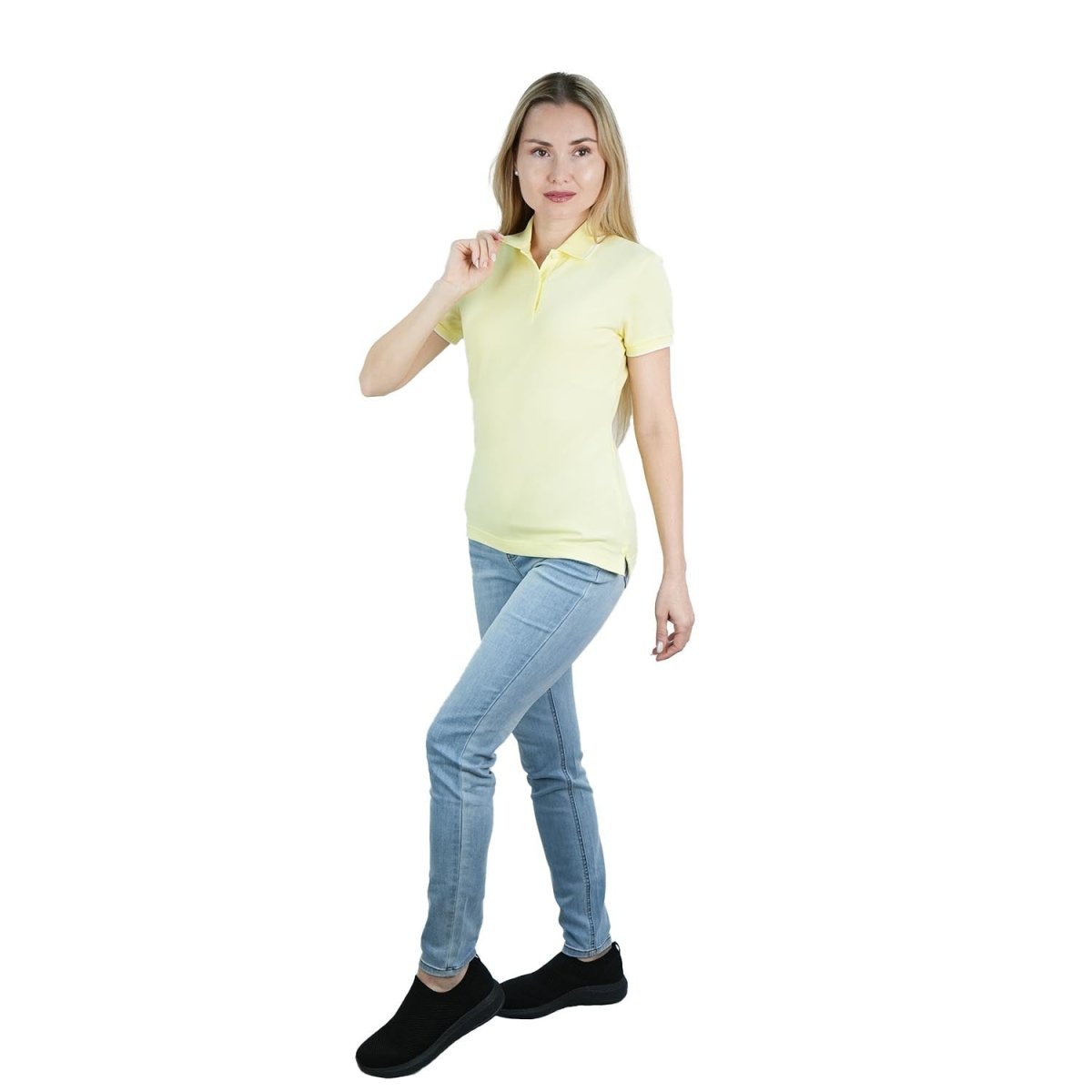 Women's Cotton Lycra Slim Fit Solid Polo - Giordano