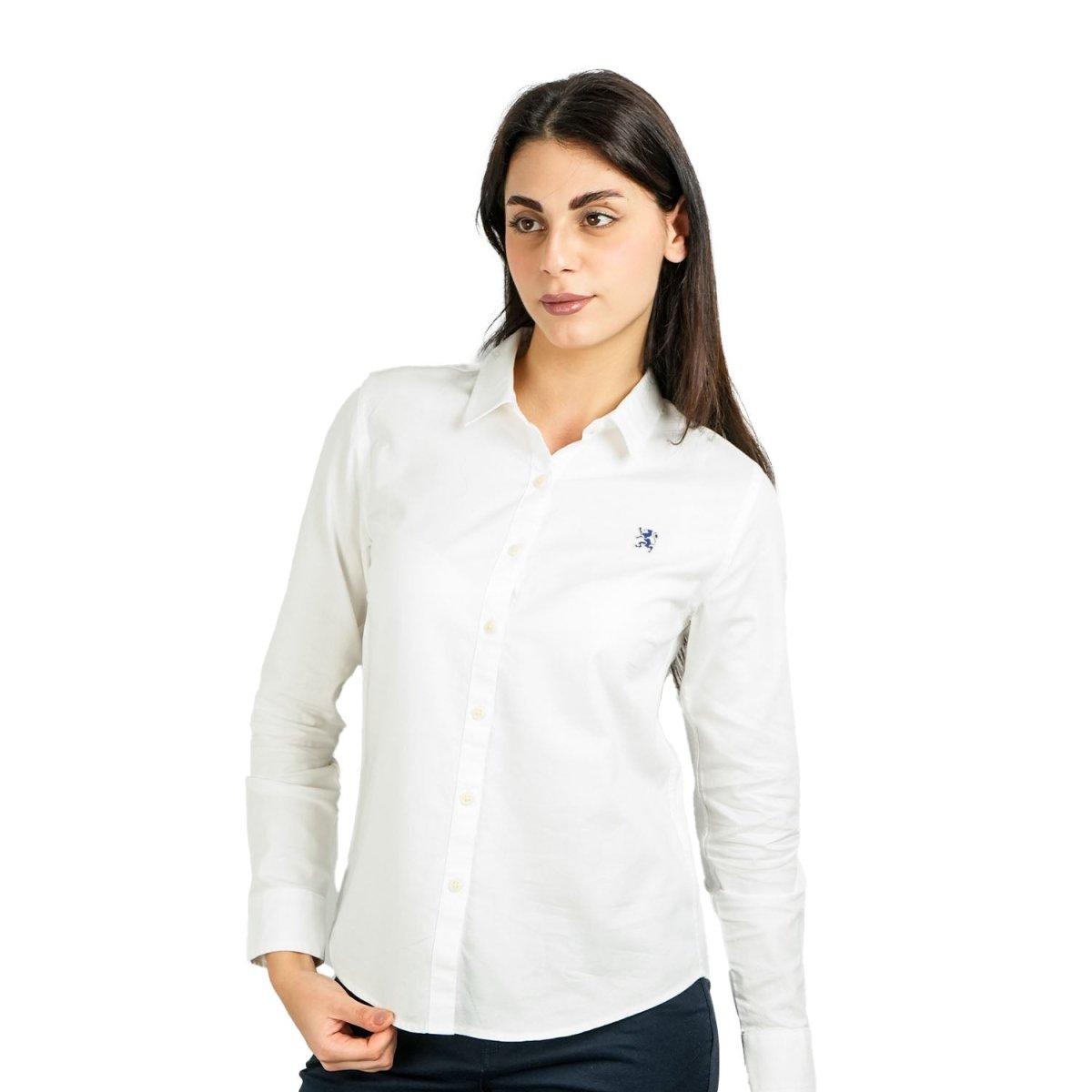 Women's Cotton Oxford Slim Fit Shirt With Lion Embroidery - Giordano