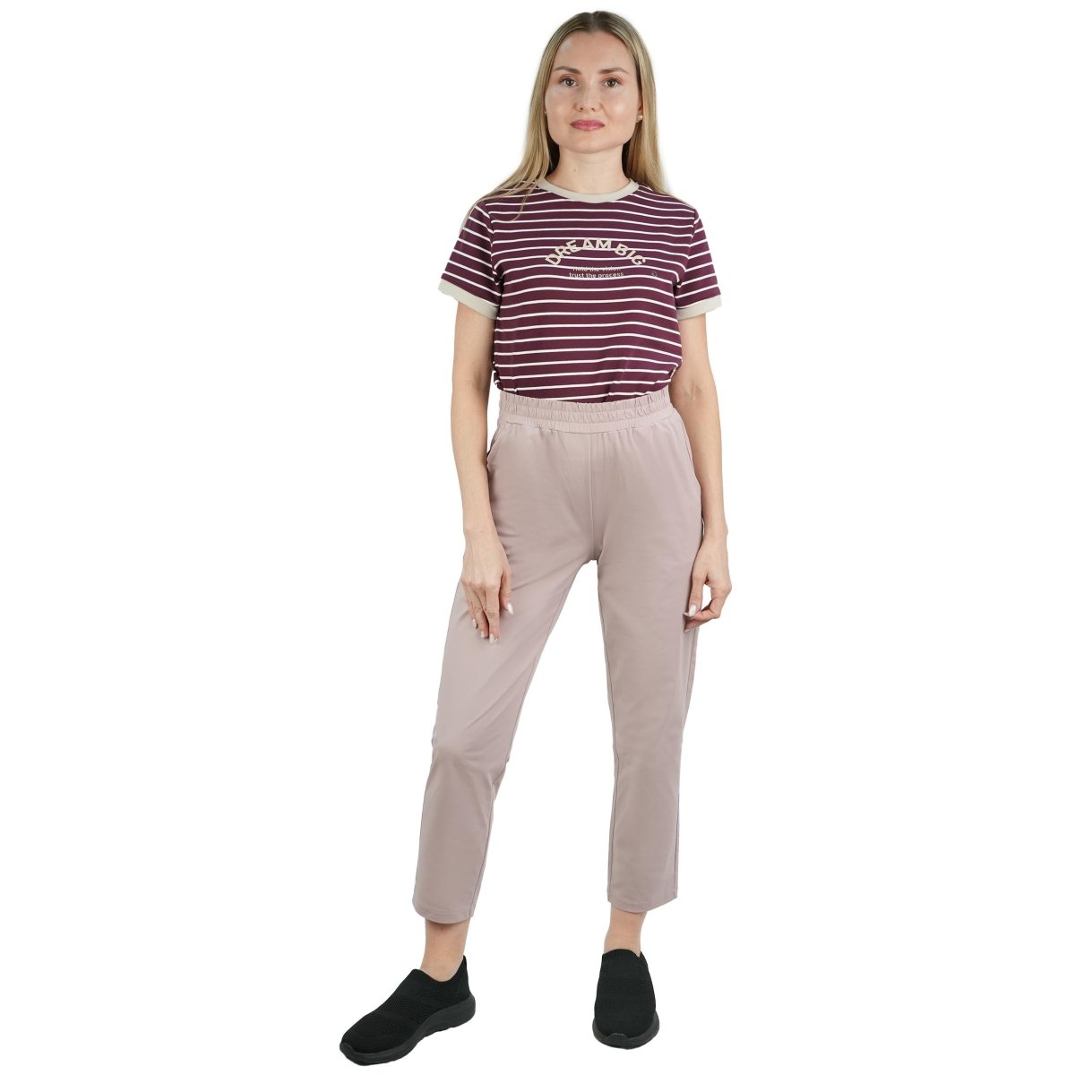 Women's Knit Pants: Interlock Fabric, High Waist, Regular Fit - Giordano