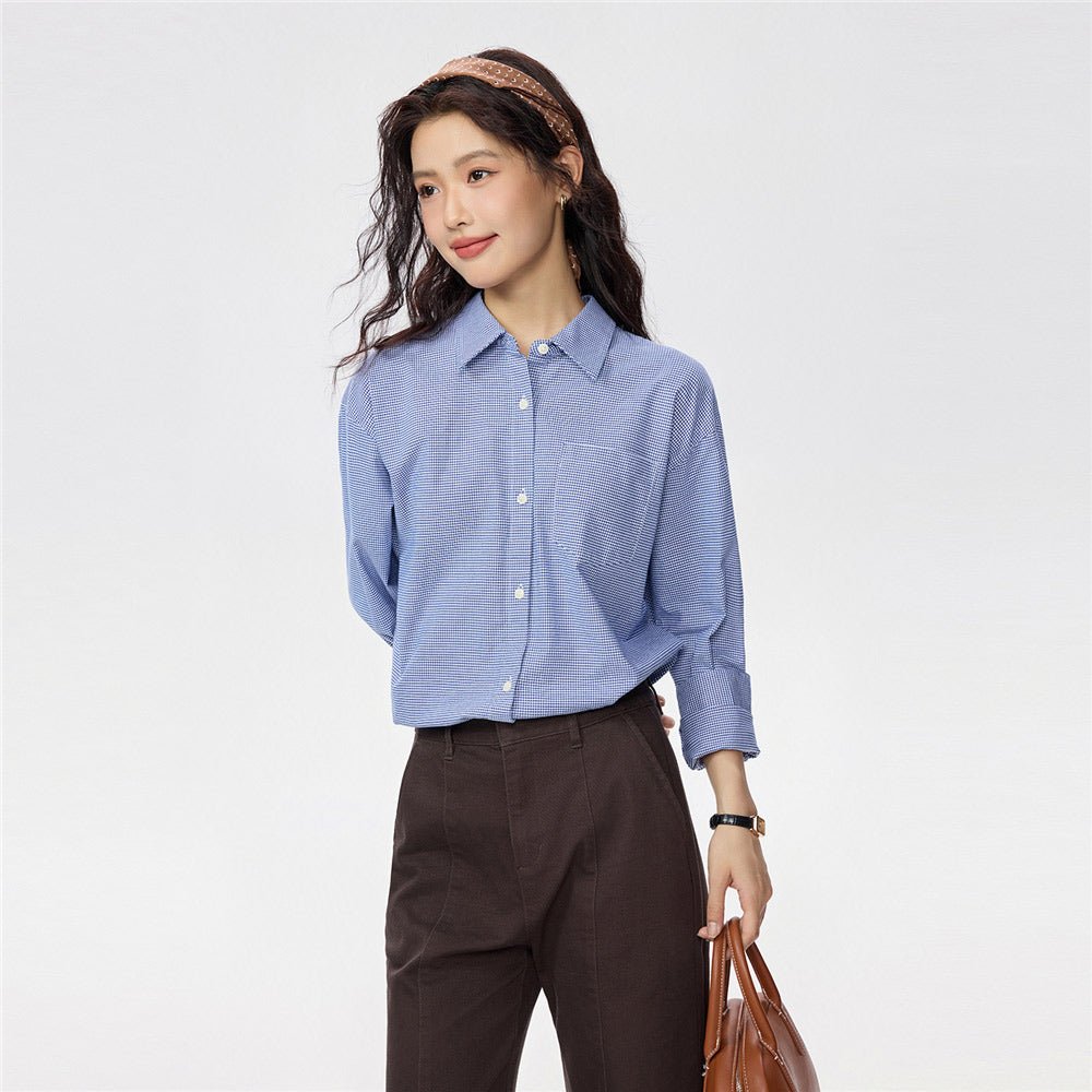 Women's Loose Fit Shirt: Oxford Fabric, Long Sleeve - Giordano