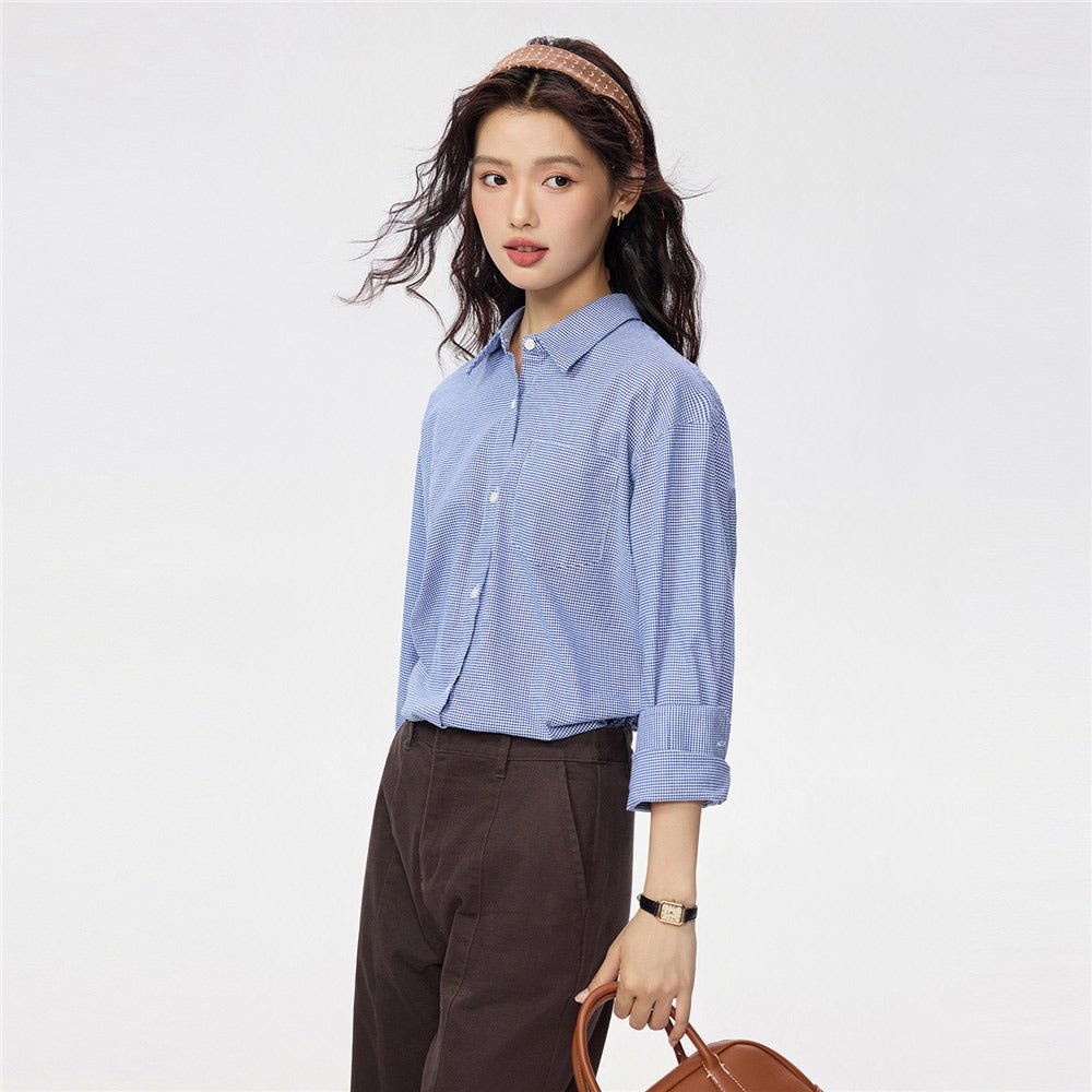 Women's Loose Fit Shirt: Oxford Fabric, Long Sleeve - Giordano