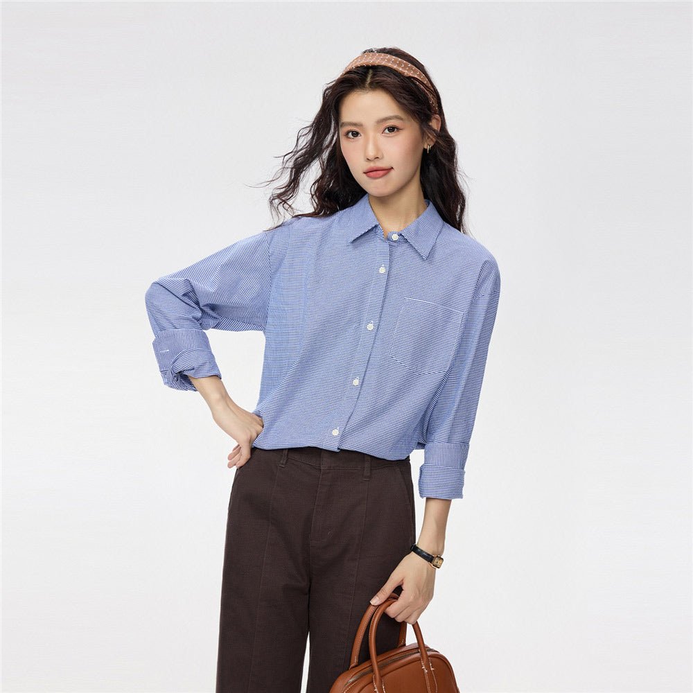Women's Loose Fit Shirt: Oxford Fabric, Long Sleeve - Giordano