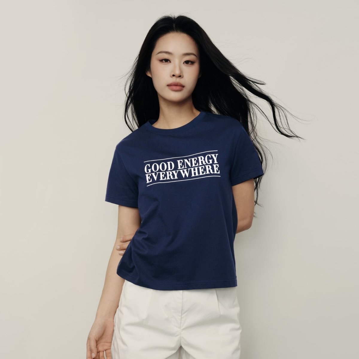 Women's Relaxed Fit Printed Crew Neck Cotton Tee | Kr Collection - Giordano