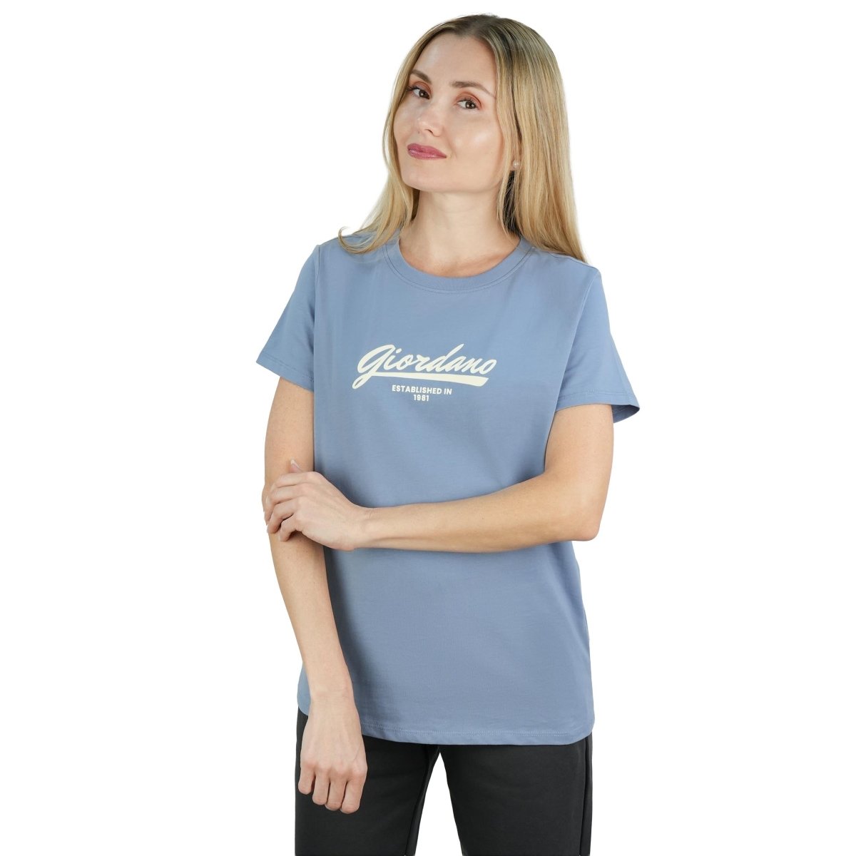 Women's Signature Print Tee | Comfort Fit Crew Neck - Giordano