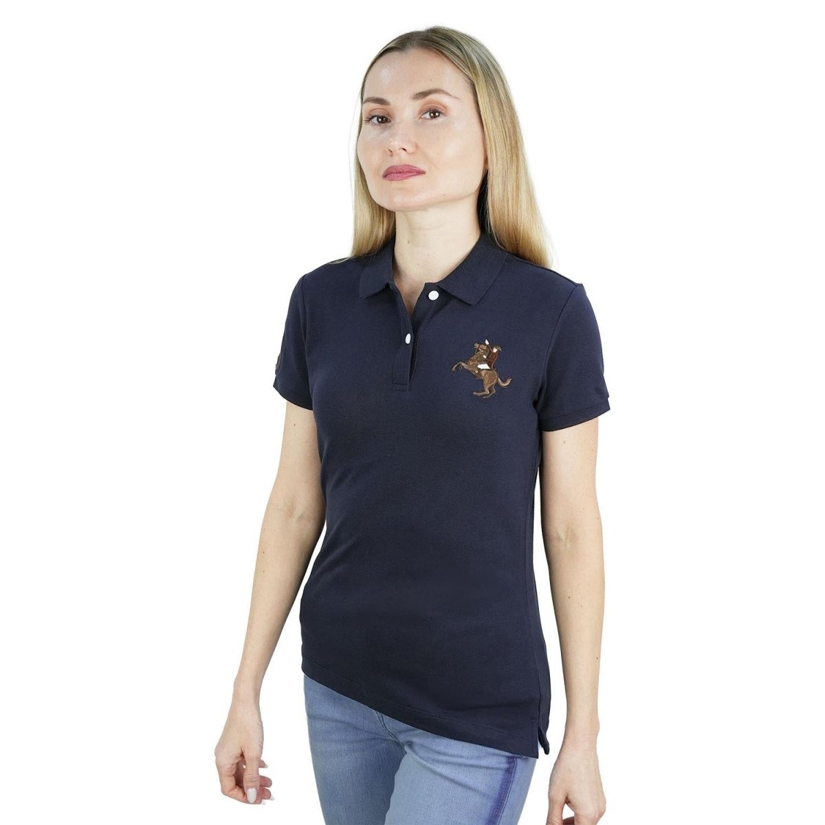 Women's Slim Fit Napoleon Embroidery Polo - Giordano